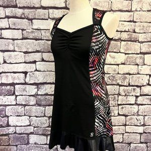 Sofibella Black, White & Red Sleeveless Dress W/ Ruffled Bottom Size M
